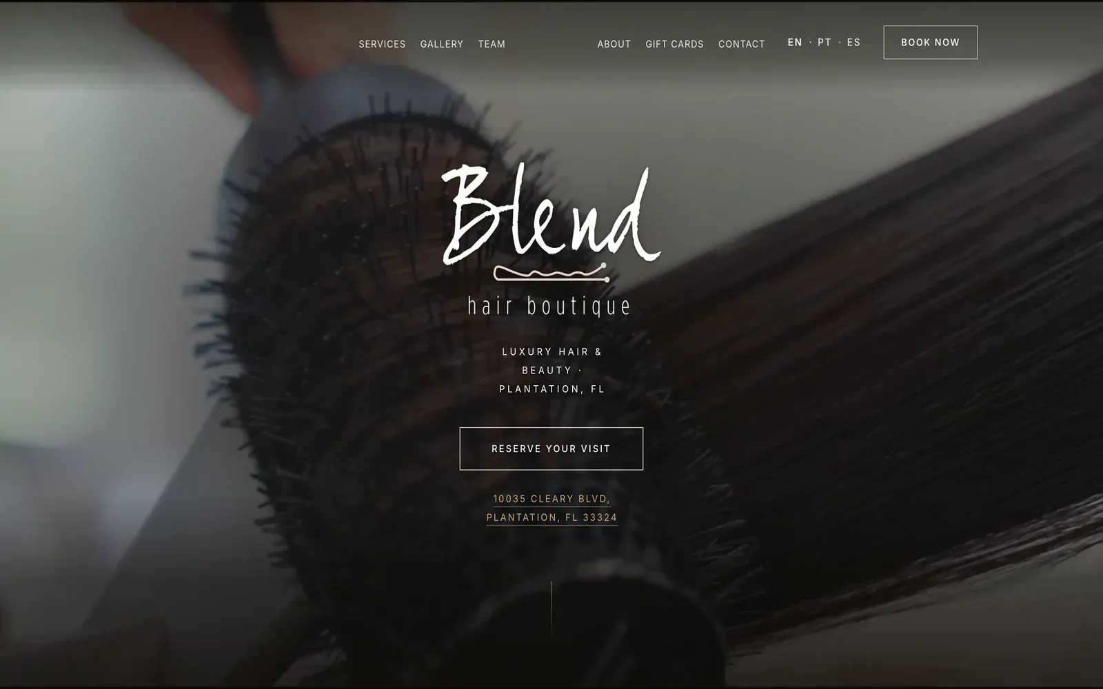 blendhairboutique.com homepage, luxury hair salon website designed by The Diniz Studio